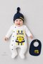 Yellow Navy Blue Fan Themed 3-Piece Baby Romper Set 100% Cotton Printed Newborn Baby Romper Set for the Littlest Fan - 2