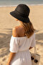 Black Straw Weave Bucket Hat Summer Beach and Sun Protection Women's Hat - 2