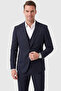 Men's Slim Fit Dark Navy Blue 3-Piece Suit with Vest Double Button Double Slit Suit 26005 - 3