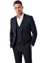 Men's Slim Fit Dark Navy Blue 3-Piece Suit with Vest Double Button Double Slit Suit 26005 - 2