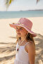 Pink Straw Beach Hat with Daisy and Bead Detail Wide Brim Kids Hat - 2
