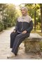 Women's Zippered Double Suit Set, Wide Leg Pants, Stripe Detailed, Comfortable Cut, Hijab Suit - 4