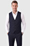 Men's Slim Fit Dark Navy Blue 3-Piece Suit with Vest Double Button Double Slit Suit 26005 - 4