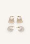 Women's Marble Look 2-Piece Earring Set I6722Axns