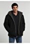 Double-Sided Outer Side Teddy Regular Fit Hooded Zippered Lined Men's Anthracite Coat - 2