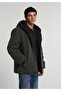 Double-Sided Outer Side Teddy Regular Fit Hooded Zippered Lined Men's Anthracite Coat