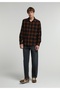 Regular Fit Shirt Neck Plaid Men's Orange Long Sleeve Shirt - 3
