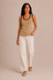 Women's Contrast Ribbed Wide Strap Ribbed Flexible Regular Fit Undershirt - 5