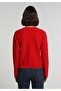 Regular Fit Round Neck Plain Women's Red Cardigan - 2