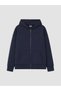 Navy Blue Hooded Girls' Soft Touch Zippered Sweatshirt