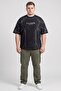 Men Crew Neck Brand Logo Short Sleeve T-Shirt, Black - 2