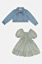 Toddlers Girl 2 Pieces Denim Jacket And Dress Set, Multicolor - 2