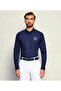 Men's Regular Fit Logo Embroidered Long Sleeve Navy Blue Shirt