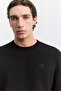 Men's Black Crew Neck Injection Printed 3 Thread Raised Sweatshirt A62Y1291 - 2