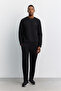 Men's Black Crew Neck Interlock Sweatshirt with Chest Rubber Logo A62Y1299 - 6