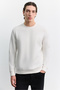 Men's Ecru Crew Neck Interlock Sweatshirt with Chest Rubber Logo A62Y1299 - 5