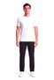 Men's Regular Fit Logo Embroidered Round Neck Cotton Short Sleeve White T-Shirt - 2