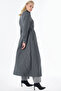 Quilted Patterned Stand Collar Overcoat Smoked - 5
