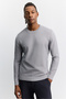 Men's Gray Crew Neck Full Jacquard Long Sleeve Sweater A62Y5002 - 6