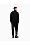 Men's Viscose Blended Stand Collar Regular Cut Black Tracksuit Set with Logo Detail - 4