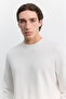 Men's Ecru Crew Neck Jacquard Sweatshirt A62Y1256 - 2