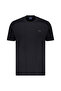 Men's Regular Fit Round Neck Logo Label Cotton Short Sleeve Navy Blue T-Shirt