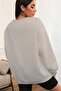 Women's Plain Crew Neck 3 Thread Sweatshirt - Dyed Gray - 2