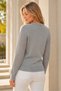 Women's Crew Neck Long Sleeve Openwork Transparent Detailed Hair Braided Stylish Elegant Casual Gray Knitwear Sweater - 3