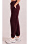 Women's Burgundy Modal Fabric Silky Textured Sweatpants - 7