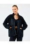 W Woven Detailed Pull over Sherpa Women's Black Coat S2520218-3817