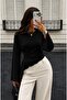Women's Waist-Fitted Soft Fabric Crew Neck Asymmetrical Cut Spanish Sleeve Blouse