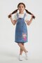 Ecru Heart Ballerina Patterned Badili Jean Salopetli Girl's Suit 24087