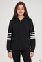 Black Girl's Cardigan with Striped Sleeves and Detailed 3-Strand Design 24725