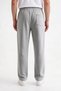 Men's Gray 3 Thread Ribbed Sweatpants with Straight Legs, Comfortable Cut, Elastic Waist and Pockets - 5