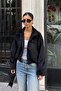 Women's Black Stand Collar Faux Fur Jacket - 3