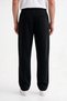 Men's Black 3 Thread Ribbed Sweatpants with Straight Legs, Comfortable Cut, Elastic Waistband and Pockets - 5