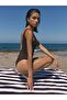 Round Neck Swimsuit Brown - 5