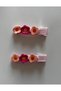 Pack of 2 Pink Color Floral Crocodile Teeth Buckles for Girls - 2