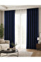 Navy Blue Velvet Textured Adafon Background Curtain, Stylish Appearance, Soft Texture, Single Panel Decorative Living Room Curtain