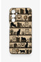 Samsung A24 Compatible Vintage Black Cat Patterned Silicone Case - 4