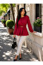 Timeless Elegance Women's Belt Buckle Waist Cinched Long Sleeve Flounce Crepe Blouse - 3