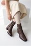 Zippered, Blunt-Toe, Stretch Fabric Women's Boots (7cm Heel Height) - 6
