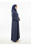 Midnight Navy Tailored Abaya | Rizqé Luxury Beaded Border Wrap with Classic Straight Sleeves - 2