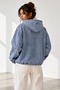 Women's Hooded Zippered Oversize Slim Denim Jacket Fk3535 - 3