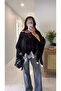 Yodet Black Lace Detailed Transparent Cape Knitwear - 4
