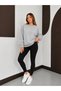 Women's Navy Blue Star Print Motif Gray Sweatshirt - 3