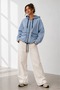 Women's Hooded Zippered Oversize Slim Denim Jacket Fk3535 - 4