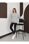 Women's Navy Blue Star Print Motif Gray Sweatshirt - 6