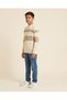 Senior Boys Cream And Beige Striped Crew Neck Sweater - 2