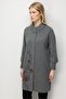Women's Stand Collar Patterned Long Wool Coat Smoked - 6